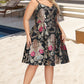 Talia A-line V-Neck Knee-Length Lace Satin Homecoming Dress With Flower DLP0020521