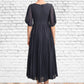 Teagan A-Line V-neck Tea-Length Chiffon Mother of the Bride Dress With Pleated DL126P0015012