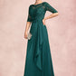Tiara A-Line Scoop Neck Floor-Length Chiffon Lace Mother of the Bride Dress With Beading Sequins Cascading Ruffles DL126P0015027