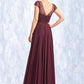 Sarai A-Line V-neck Floor-Length Chiffon Mother of the Bride Dress With Beading Sequins DL126P0015028