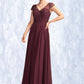 Sarai A-Line V-neck Floor-Length Chiffon Mother of the Bride Dress With Beading Sequins DL126P0015028