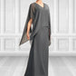 Kelly A-line V-Neck Floor-Length Chiffon Mother of the Bride Dress With Beading Sequins DL126P0015031