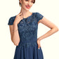 Aliana A-Line Scoop Neck Tea-Length Chiffon Lace Mother of the Bride Dress DL126P0015032