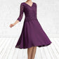 Kali A-Line V-neck Knee-Length Chiffon Lace Mother of the Bride Dress With Beading Sequins DL126P0015035