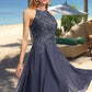 Addisyn A-line Scoop Knee-Length Chiffon Homecoming Dress With Appliques Lace DLP0020551