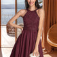 Aurora A-line Scoop Short/Mini Chiffon Lace Homecoming Dress DLP0020555