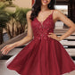 Pamela A-line V-Neck Short/Mini Lace Tulle Homecoming Dress With Sequins DLP0020498