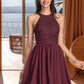 Aurora A-line Scoop Short/Mini Chiffon Lace Homecoming Dress DLP0020555