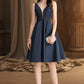 Fiona A-line V-Neck Knee-Length Lace Satin Homecoming Dress With Beading DLP0020517