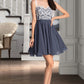 Donna A-line Scoop Short/Mini Chiffon Lace Homecoming Dress DLP0020558