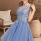 Hanna A-line Scoop Short/Mini Tulle Homecoming Dress With Beading Appliques Lace DLP0020547