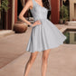 Kaylen A-line V-Neck Short/Mini Chiffon Lace Homecoming Dress With Sequins DLP0020557