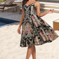 Talia A-line V-Neck Knee-Length Lace Satin Homecoming Dress With Flower DLP0020521