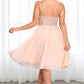 Aubrey A-line V-Neck Knee-Length Chiffon Lace Homecoming Dress DLP0020527
