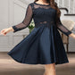 Kayden A-line Scoop Short/Mini Lace Satin Homecoming Dress DLP0020494