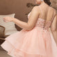 Ellie A-line V-Neck Short/Mini Lace Tulle Homecoming Dress DLP0020524