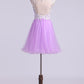 Short/Mini Prom Dress A Line Tulle Skirt With Embellished Bodice Beaded