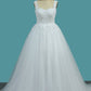 Ball Gown Off The Shoulder Tulle Wedding Dresses With Beads And Handmade Flowers