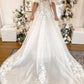 Fairy A Line Sweetheart Tulle Long Wedding Dresses with Lace