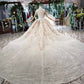 Ball Gown Wedding Dresses High Neck A-Line Top Quality Appliques Tulle Beading