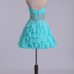 Homecoming Dress A Line Mini With Tiered Chiffon Skirt Beaded
