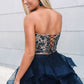 Two Piece Beading Homecoming Dress Lace Up Back Sweetheart Organza