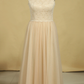 Plus Size Bateau A Line Bridesmaid Dresses Floor-Length Lace & Tulle