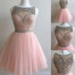 Homecoming Dresses 2024 A-Line Scoop Bateau Libby Sleeveless Sequins Beading Tulle Short/Mini