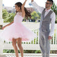 2024 Ball Gown Scoop Neck Clarissa Sleeveless Applique Tulle Cut Homecoming Dresses Short/Mini