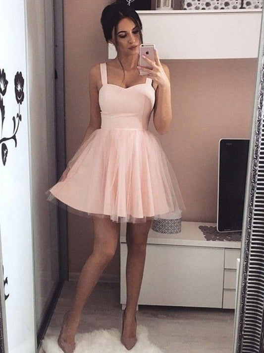 2024 A-Line Sweetheart Straps Sleeveless Mayra Tulle Homecoming Dresses Cut Short/Mini