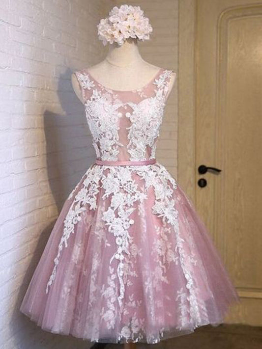2024 Homecoming Dresses Kelly Ball Gown Scoop Neck Sleeveless Applique Sash/Ribbon/Belt Lace Up Tulle