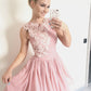 2024 Cailyn A-Line Scoop Neck Sleeveless Applique Homecoming Dresses Pleated Chiffon Cut Short/Mini
