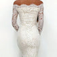 Lace White Off-The-Shoulder Cut Short/Mini Homecoming Dresses Sheath/Column Long Alessandra Sleeve