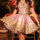 Allyson Charming Satin Applique Beading Off-The-Shoulder Homecoming Dresses Cut Short/Mini