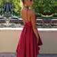 High Homecoming Dresses Low Pleated Halter Esperanza Sleeveless Cut Out Short Backless