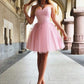 Ball Gown Homecoming Dresses Tulle Sweetheart Amaris Sleeveless Lace Up Cut Short Mini