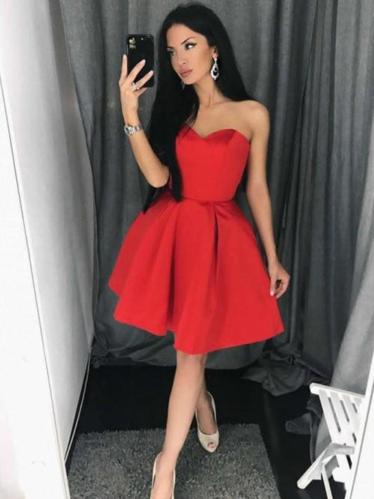 Red Ball Gown Sweetheart Sleeveless Aliana Cut Short Homecoming Dresses Mini