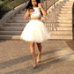 Homecoming Dresses Bateau A Line Two Pieces Sleeveless Yareli Backless Tulle Pleated Sparkle