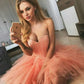Strapless Sweetheart Backless Elva Ball Gown Tulle Ruffles Short Homecoming Dresses Sexy