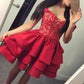 Off Homecoming Dresses The Shoulder Red V Neck Kennedy Ball Gown Appliques Sexy Backless Satin