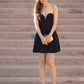 Homecoming Dresses Strapless Sweetheart Black A Line Sweetheart Yaritza Satin Backless Pleated Short