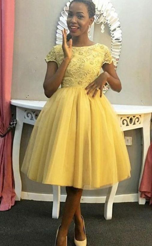 Jewel Short Sleeve Homecoming Dresses Brittany Ball Gown Tulle Pleated Knee Length Appliques