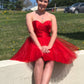 Ruched Homecoming Dresses Aaliyah Strapless Red Sweetheart A Line Tulle Pleated Sexy Short