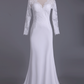 Wedding Dresses Scoop Long Sleeves Spandex Court Train With Applique