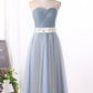 Simple A-Line Tulle Prom Dress Sweetheart With Sash Tea Length