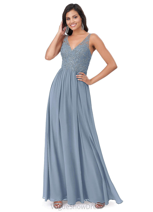 Zoey Spaghetti Staps A-Line/Princess Floor Length Sleeveless Natural Waist Bridesmaid Dresses