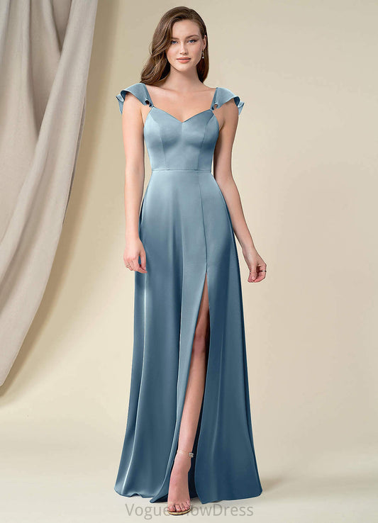 Zoie A-Line/Princess Floor Length Sleeveless Natural Waist Straps Bridesmaid Dresses