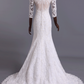 Hot Mermaid Wedding Dresses 3/4 Length Sleeves Court Train With Applique New