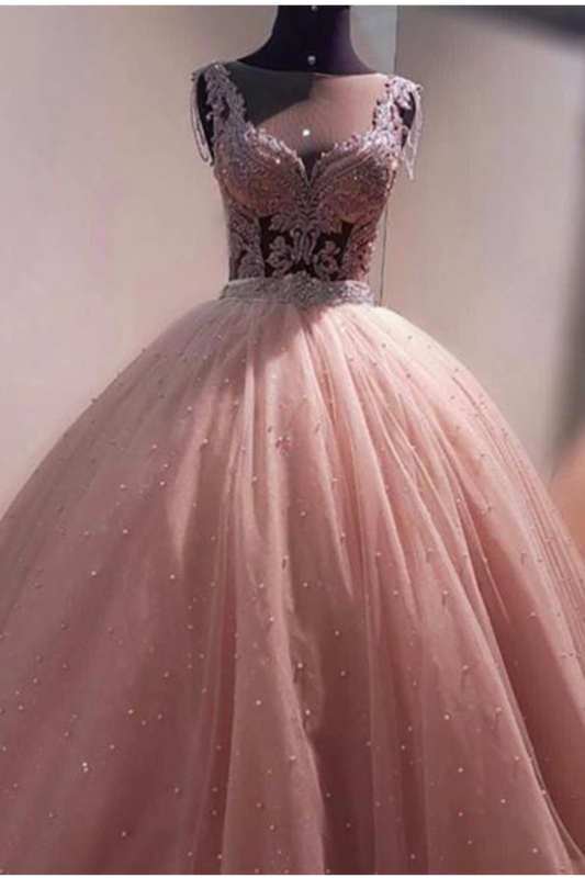 Ball Gown Prom Dress With Beads Floor Length Quinceanera SJSPMR2NGAT