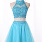 Two Pieces Homecoming Dresses A Line Tulle With Beading And Appliques